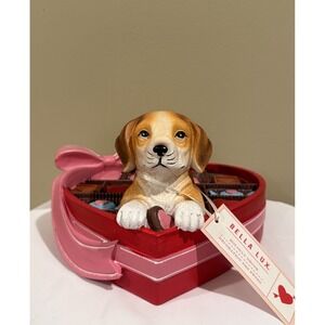 New Bella Lux Puppy Valentine Heart Candy Box valentines day decor